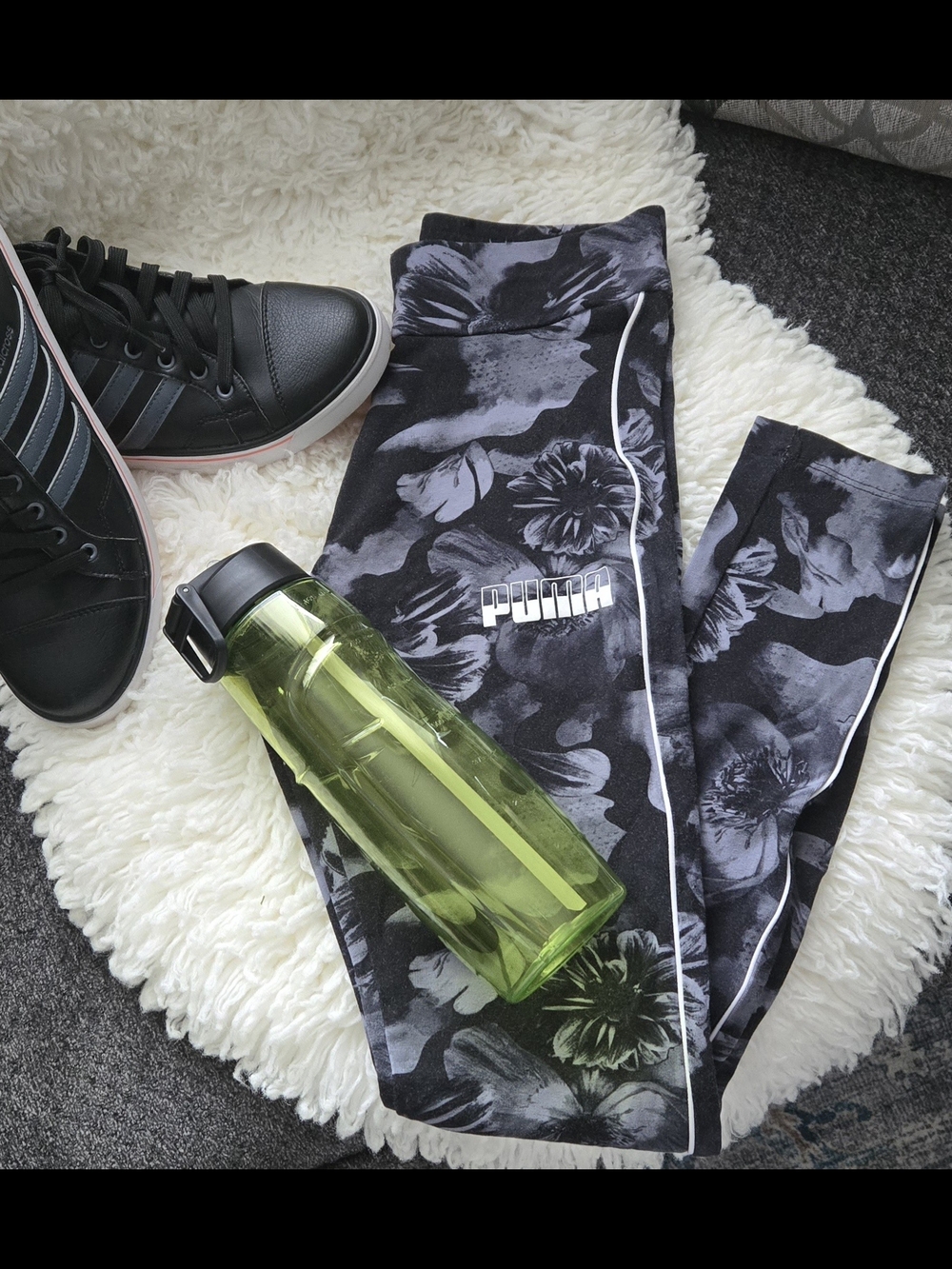 PUMA Black & Grey Floral Athletic Leggings